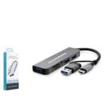 HADRON HDX7826 USB 3.0 TYP-C COMBO 5 PORT HUB KART OKUYUCU GRI