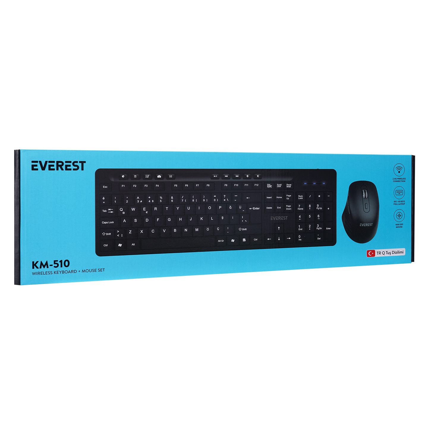 25.0000152-1.jpg Q EVEREST KM-510 SIYAH KABLOSUZ MULTIMEDYALI KLAVYE SET - Görsel 1
