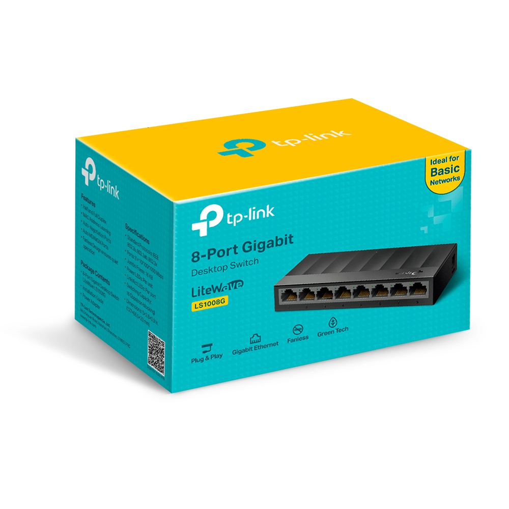 32.0002298-1.jpg TP-LINK TL-LS1008G 8 PORT 10/100/1000mbps GIGABIT SWITCH PLASTİK KASA - Görsel 1