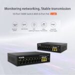 Tenda S110PC 10 Port 8 Port Poe+ 10/100 Mbps + 2 Port Uplink Switch Çelik Kasa Rack Mount