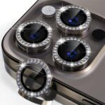 iPhone 15 Pro / 15 Pro Max Grey Taşlı Kamera Lens Koruyucu
