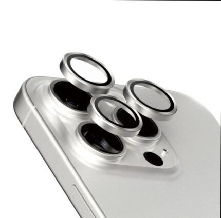 iPhone 15 Pro / 15 Pro Max Titanium Silver Kamera Lens Koruyucu
