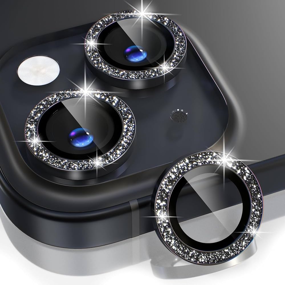SCK-8888F8_1782228688 iPhone 15 / 15 Plus Black Taşlı Kamera Lens Koruyucu - Görsel 1