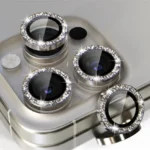 iPhone 15 Pro / 15 Pro Max Titanium Silver Taşlı Kamera Lens Koruyucu