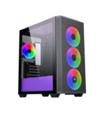 POWER BOOST PB-P2252BP USB 3.0 MESH RING ARGB FAN MIDTOWER ATX SİYAH-MOR KASA (PSU YOK) - Görsel 2